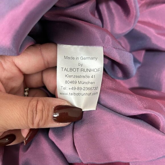 Talbot Runhof Cocktail Dress Sz 10/12 Burgundy Ruched Sheath Luxury Gala Yacht - Picture 8 of 13